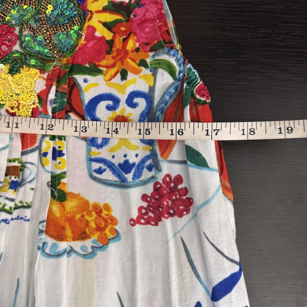 Antica Sartoria Dress Womens One Size Beaded Sundress Boho Fruit Artsy NEW - Picture 12 of 14